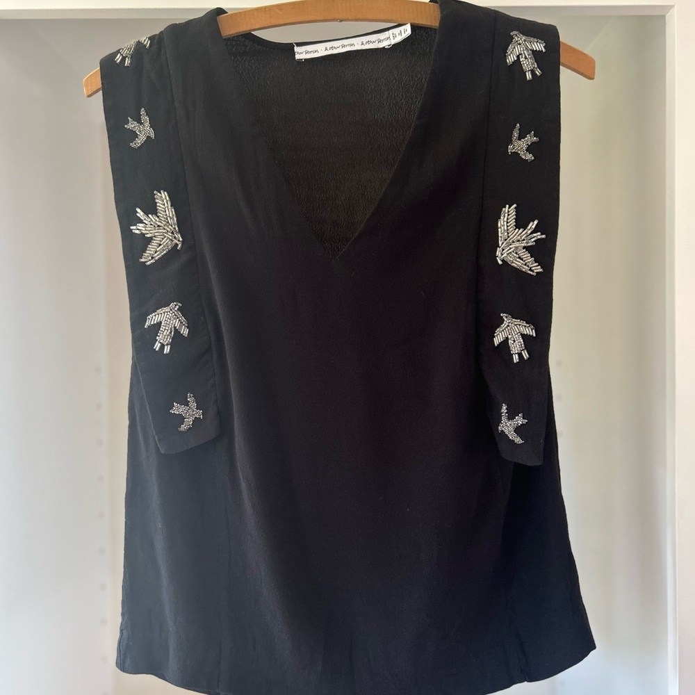 & Other Stories Black Embellished Sleeveless Tank Top